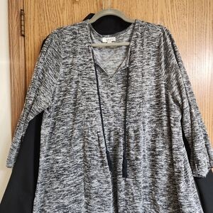 Style & Co. Black and Gray Knit Top